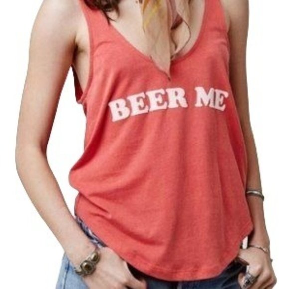 WOMENS DAYDREAMER LA 'BEER ME' RED SLEEVELESS TANK TOP SZ: XS  NWOT - Picture 4 of 8